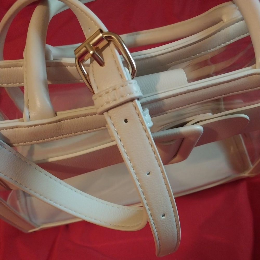 Source Unknown White Clear Tote with Buckle Detail - Picture 3 of 13